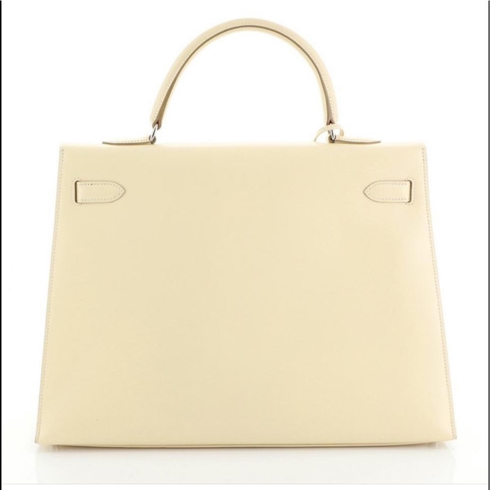 DONATED Hermes Kelly Box Bag Jaune Pale Nepal 35 - Picture 2 of 7